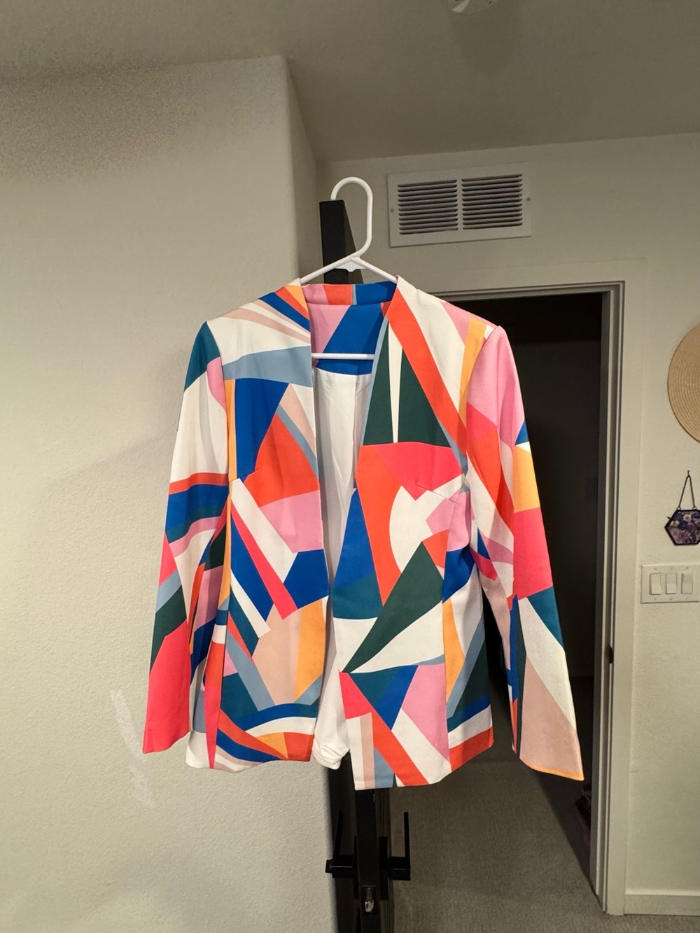 Abstract Multicolor Open-Front Blazer Jacket - Women's